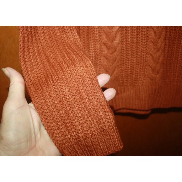 No Boundaries Lace Up Cable Knit Pullover Juniors Sz XS Burnt Orange NWT - Picture 4 of 8